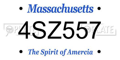 4SZ557 Massachusetts License Plate