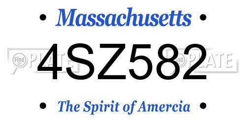 4SZ582 Massachusetts License Plate