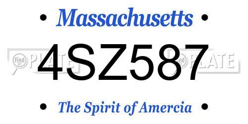 4SZ587 Massachusetts License Plate