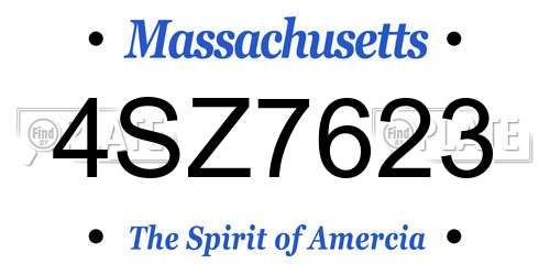 4SZ7623 Massachusetts License Plate