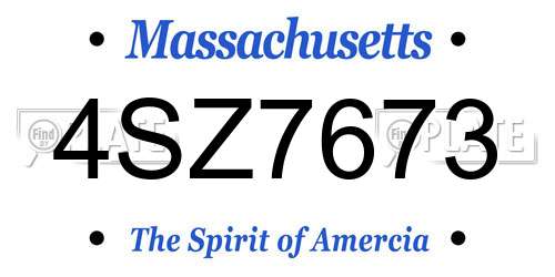 4SZ7673 Massachusetts License Plate