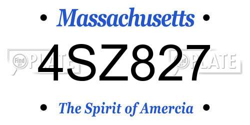 4SZ827 Massachusetts License Plate