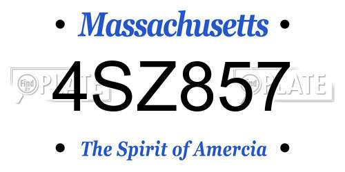 4SZ857 Massachusetts License Plate