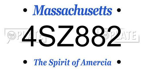 4SZ882 Massachusetts License Plate