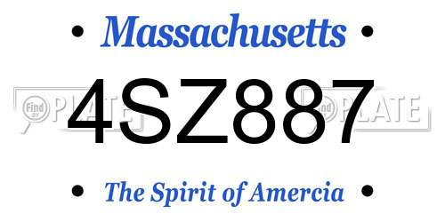 4SZ887 Massachusetts License Plate