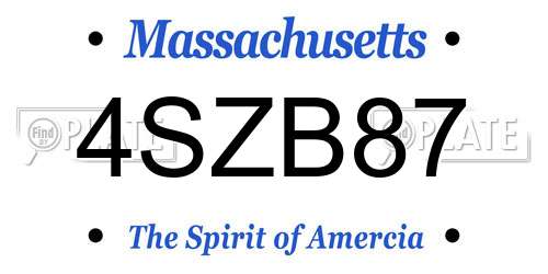 4SZB87 Massachusetts License Plate