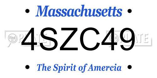 4SZC49 Massachusetts License Plate