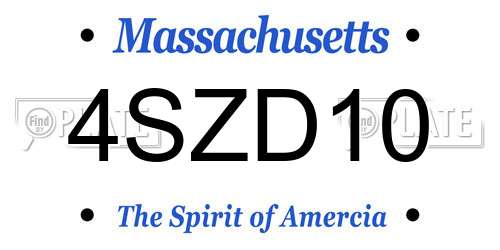4SZD10 Massachusetts License Plate
