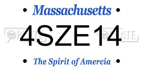 4SZE14 Massachusetts License Plate