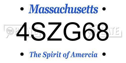 4SZG68 Massachusetts License Plate