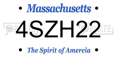 4SZH22 Massachusetts License Plate