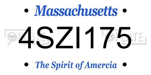 4SZI175 Massachusetts License Plate