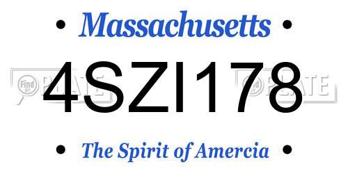 4SZI178 Massachusetts License Plate