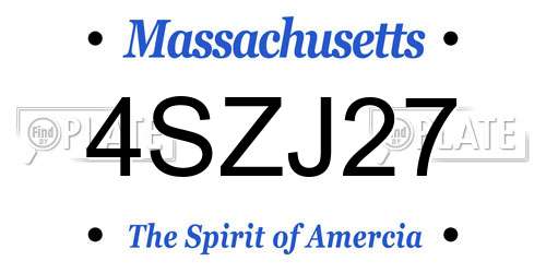 4SZJ27 Massachusetts License Plate