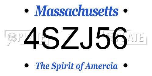 4SZJ56 Massachusetts License Plate