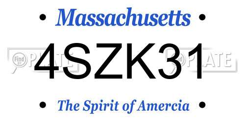 4SZK31 Massachusetts License Plate