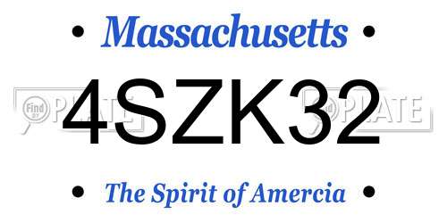 4SZK32 Massachusetts License Plate
