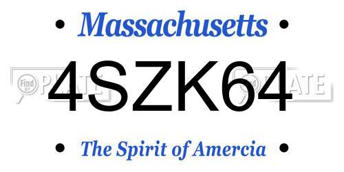 4SZK64 Massachusetts License Plate