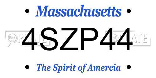 4SZP44 Massachusetts License Plate
