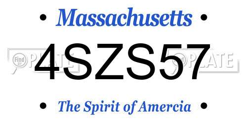 4SZS57 Massachusetts License Plate