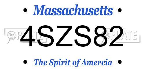 4SZS82 Massachusetts License Plate