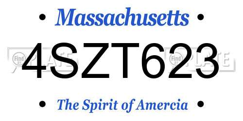 4SZT623 Massachusetts License Plate