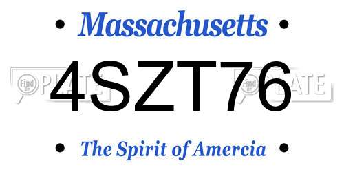 4SZT76 Massachusetts License Plate