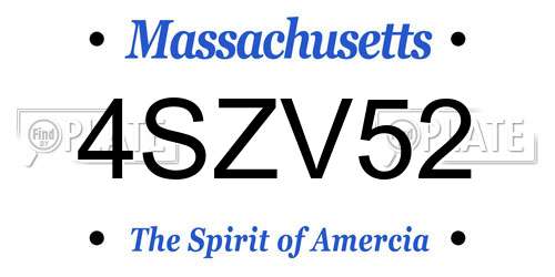 4SZV52 Massachusetts License Plate