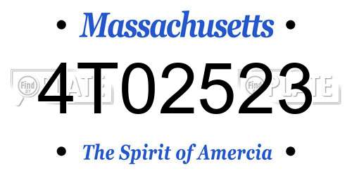 4T02523 Massachusetts License Plate