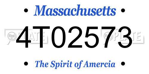 4T02573 Massachusetts License Plate