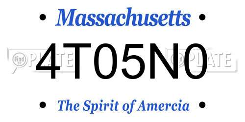 4T05N0 Massachusetts License Plate
