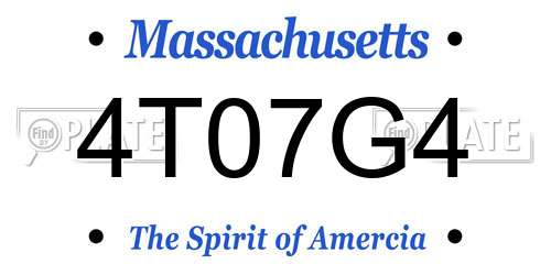 4T07G4 Massachusetts License Plate