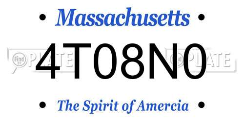 4T08N0 Massachusetts License Plate