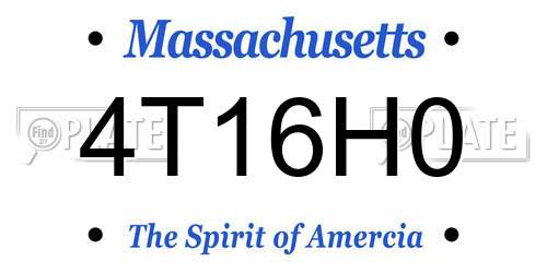 4T16H0 Massachusetts License Plate