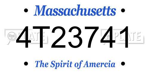 4T23741 Massachusetts License Plate