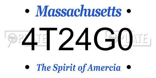 4T24G0 Massachusetts License Plate