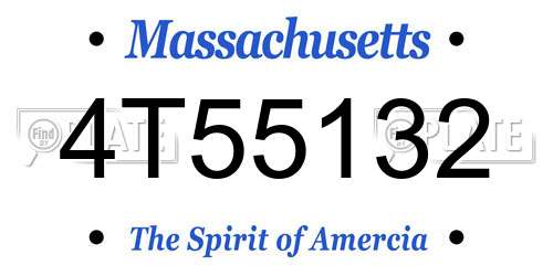4T55132 Massachusetts License Plate