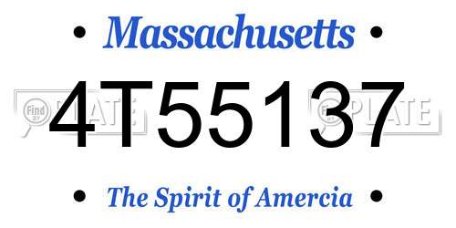 4T55137 Massachusetts License Plate