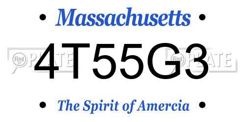 4T55G3 Massachusetts License Plate