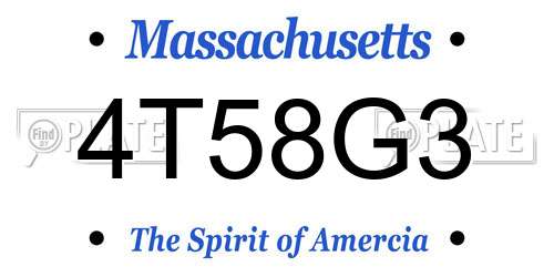4T58G3 Massachusetts License Plate