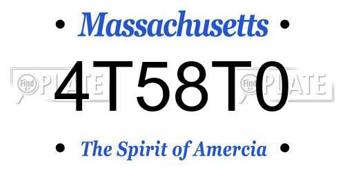 4T58T0 Massachusetts License Plate