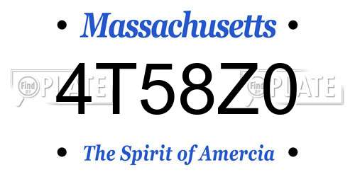 4T58Z0 Massachusetts License Plate