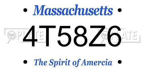 4T58Z6 Massachusetts License Plate