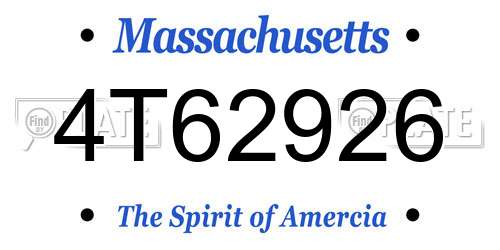4T62926 Massachusetts License Plate