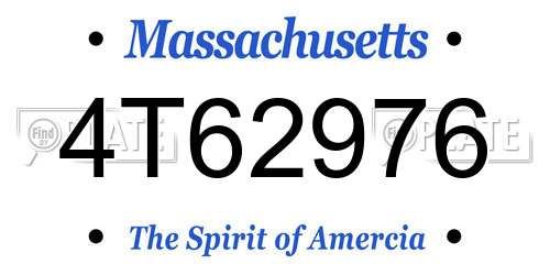 4T62976 Massachusetts License Plate