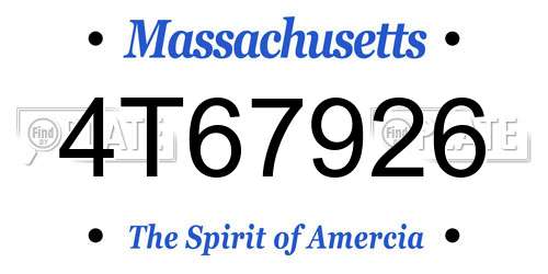 4T67926 Massachusetts License Plate