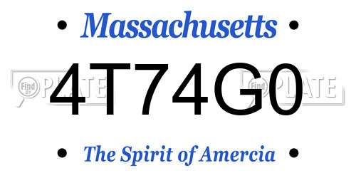 4T74G0 Massachusetts License Plate