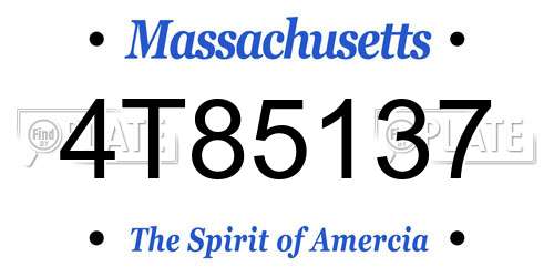 4T85137 Massachusetts License Plate