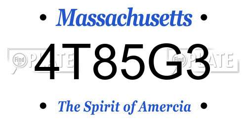 4T85G3 Massachusetts License Plate