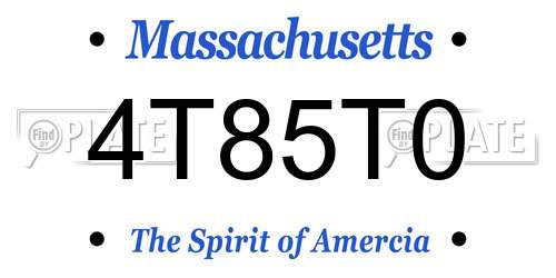 4T85T0 Massachusetts License Plate